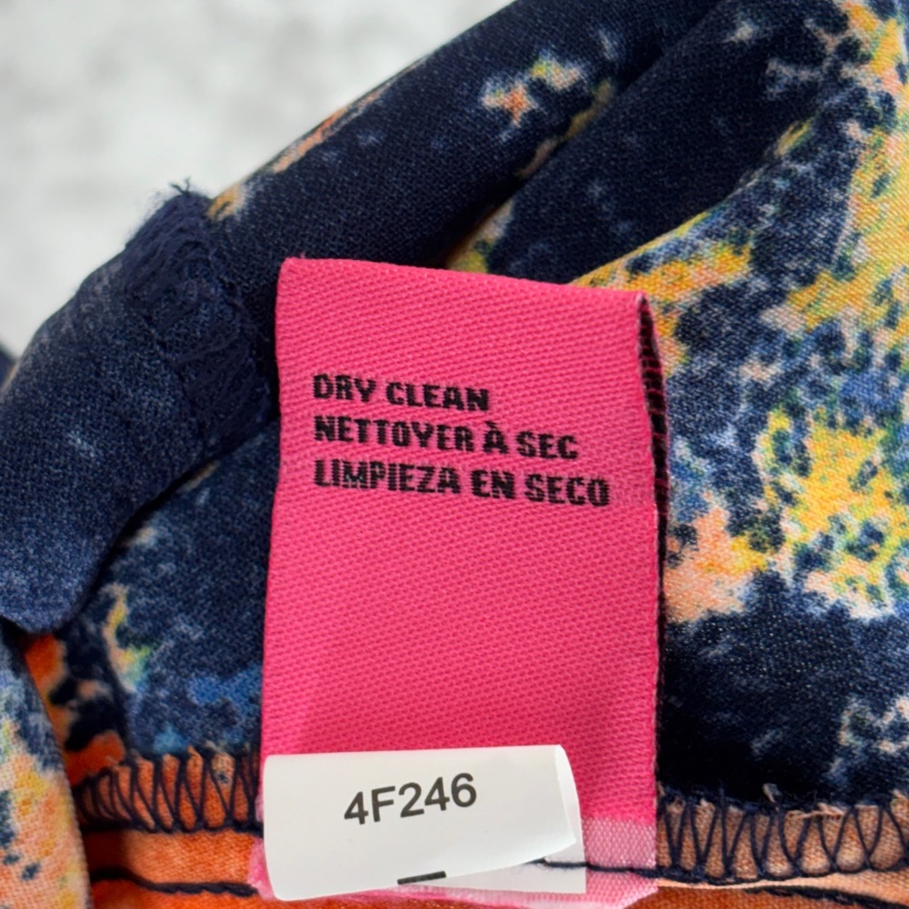 Betsey Johnson Vibrant Floral Tie Back Tunic w/Ruffled Bell Sleeves Size L - Picture 4 of 10